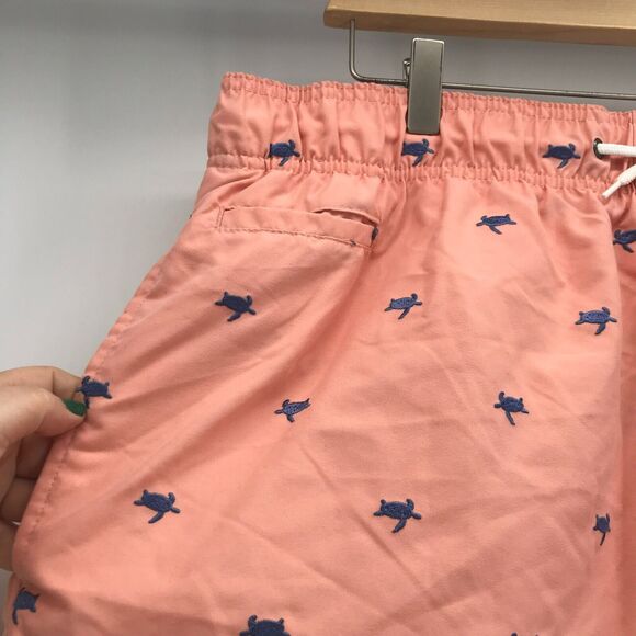 Charleston Threads Mens Swim Trunks XXL Orange Blue Turtles Short Elastic Waist - Picture 3 of 14